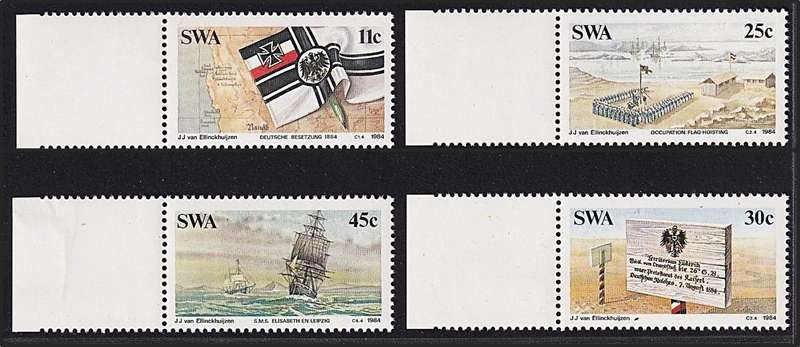 1984 SWA German Colonisation PRINTERS PROOF Left Marginal Set of 4