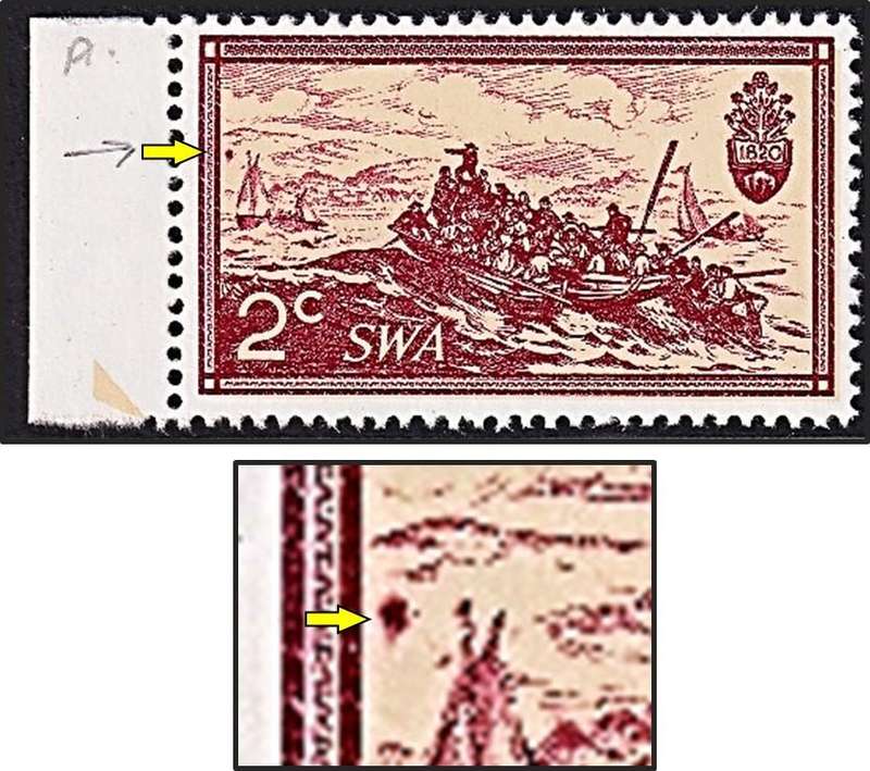 1971 SWA 2c Settlers UMM(**) Variety - Sun to left of Boat