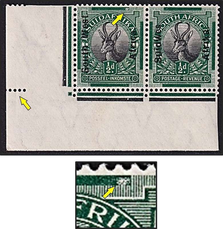 1926/7 SWA ½d UMM(**) Positional Variety - White Blob in Top Bar & Perfs in Left of Margin