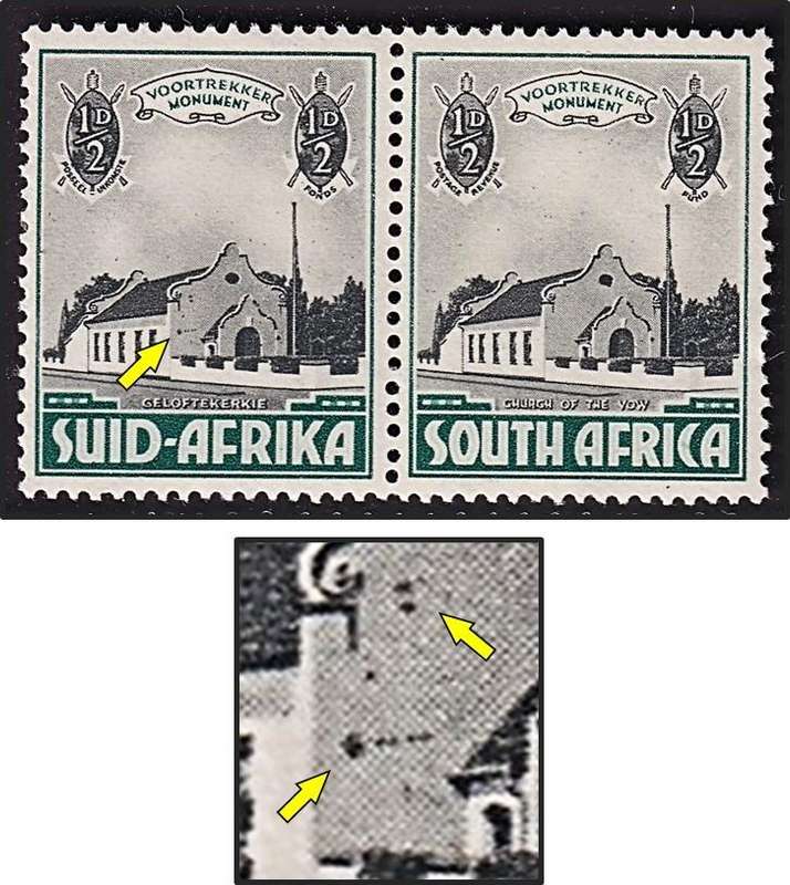 1933 Union ½d UMM(**) UHB Var.3 - Black Marks in Left Part of Gable