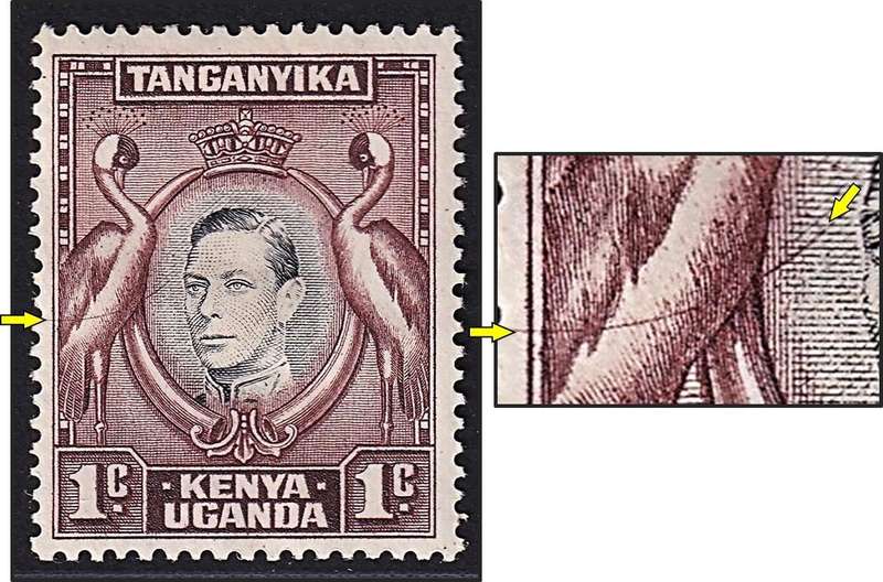 1938 KUT KGVI 1c MM(*) Variety - Curved Line From Margin into Oval