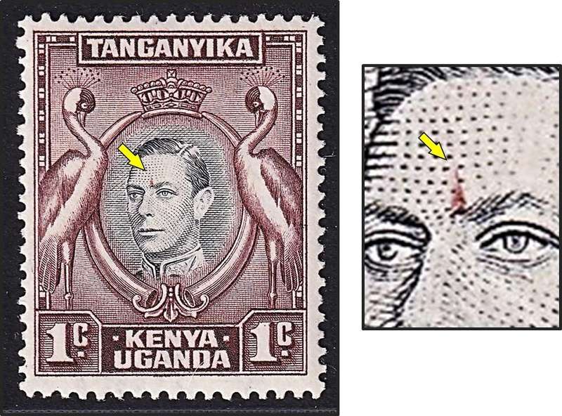 1938 KUT KGVI 1c MM(*) Variety - Brown Slash on Eyebrow