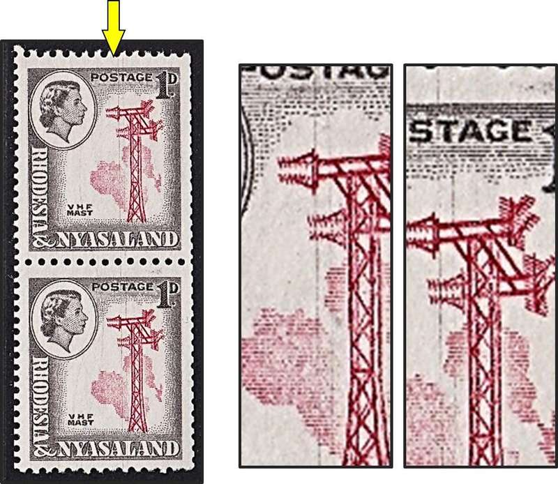 1959 Rhodesia & Nyasaland UMM(**) Coil Variety - Prominent Dr Blade Flaws