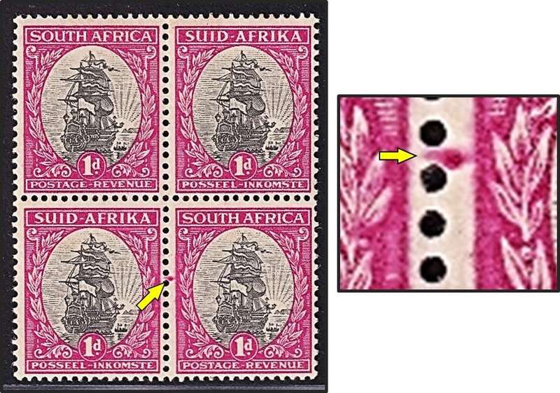 1934 Union 1d MM/UMM Variety - Red Blob between Stamps - RARE
