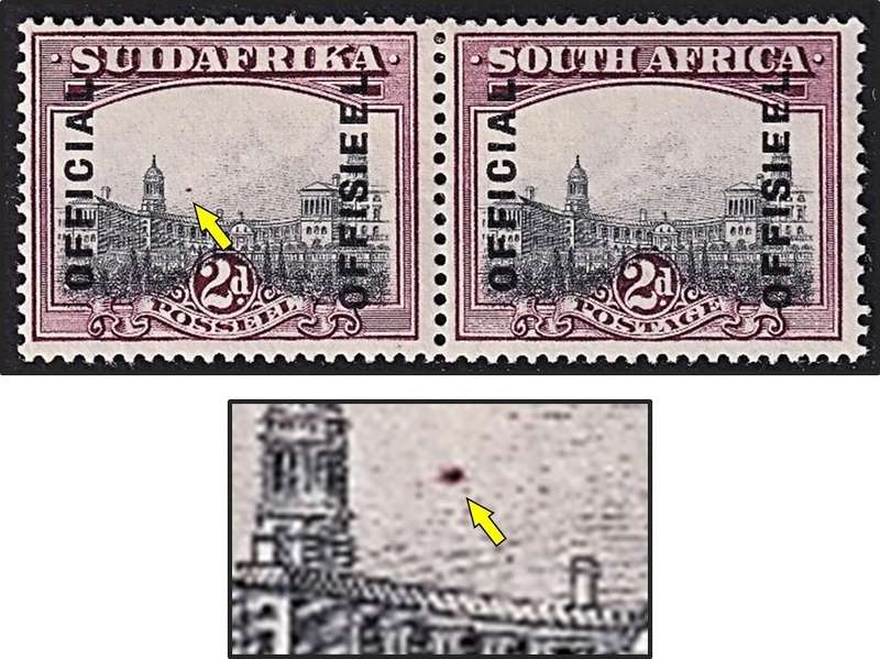 1928/9 Union 2d MM(*) Offical Variety - Purple Mark above Buildings - RARE!