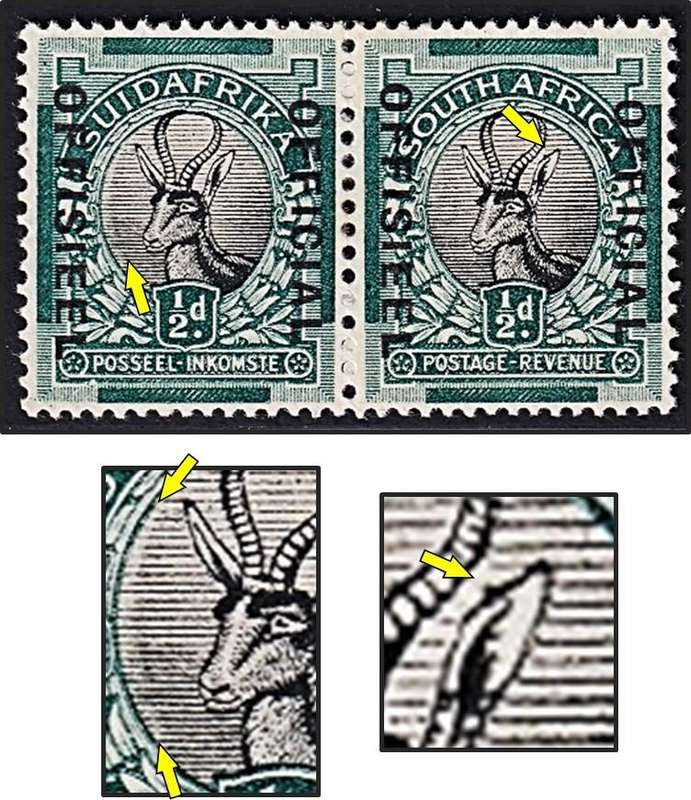 1930 Union ½d MM(*) Official Variety - Lighter Shading Left in Oval & Spot on Ear
