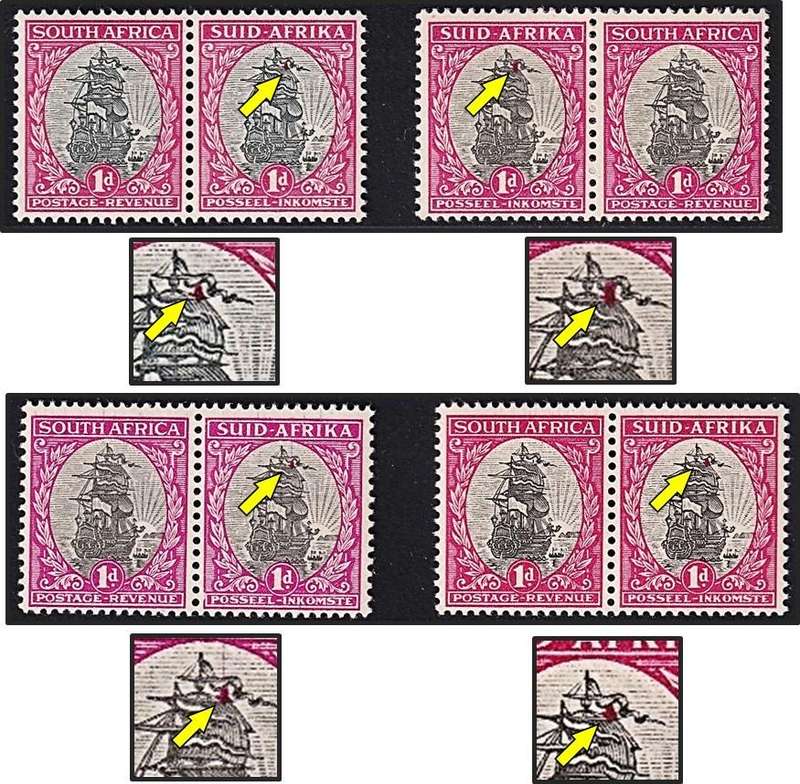 1933/48 Union 1d UMM(**) Pairs - Different Shades/Issues - All St.Elmo's Fire Variety