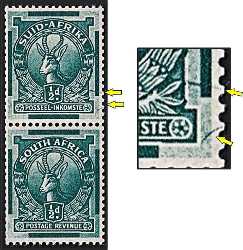 1943 Union ½d UMM(**) Coil Pair UHB Variety - Green Slash & Curved Line Bottom Left - RARE!