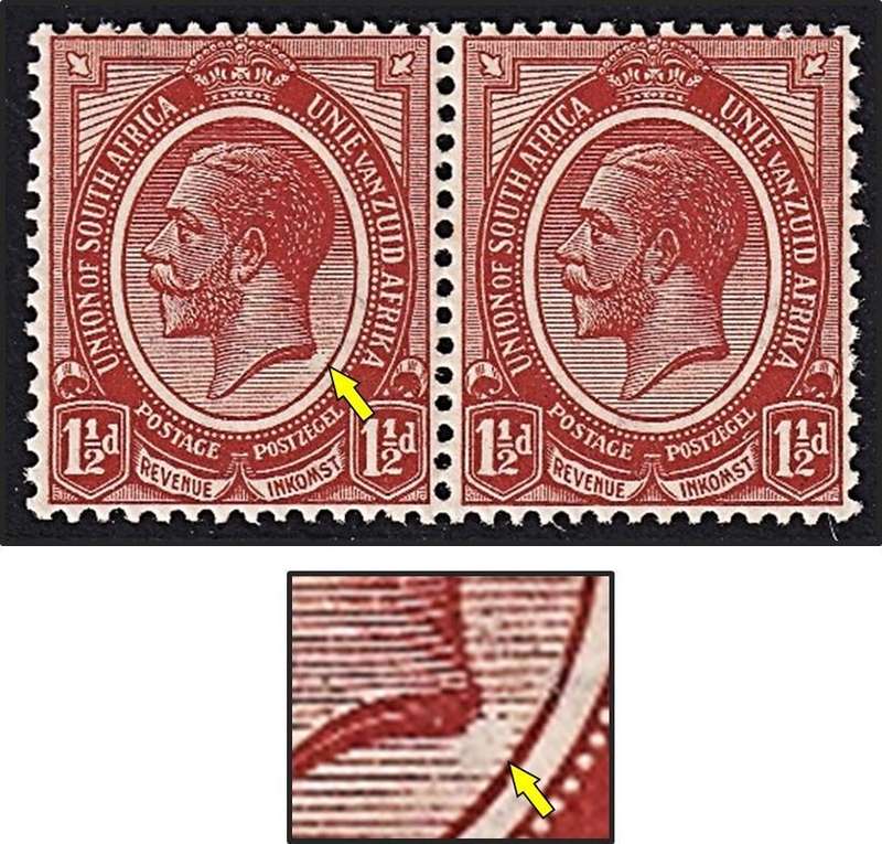 1913 Union 1½d UMM(**) Inv Wmk Variety - Missing Shading Back of Neck - RARE!