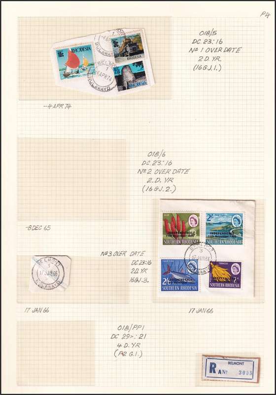 Rhodesia Postmarks Described - Enkeldoorn, Belmont, Figtree & Featherstone