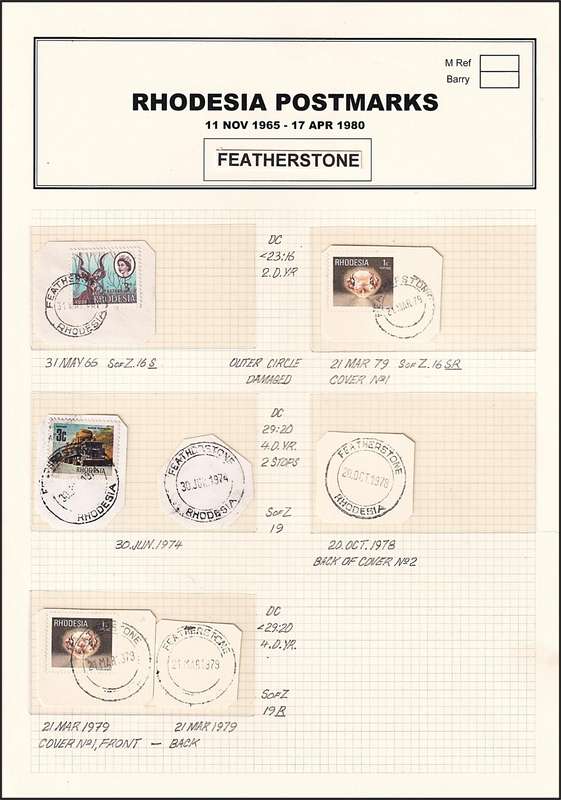 Rhodesia Postmarks Described - Enkeldoorn, Belmont, Figtree & Featherstone