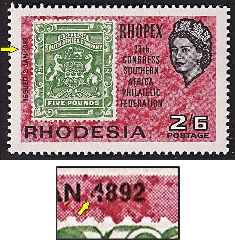1966 Rhodesia UMM(**) Rhopex Variety - "4892" instead of "1893" - Scarce!