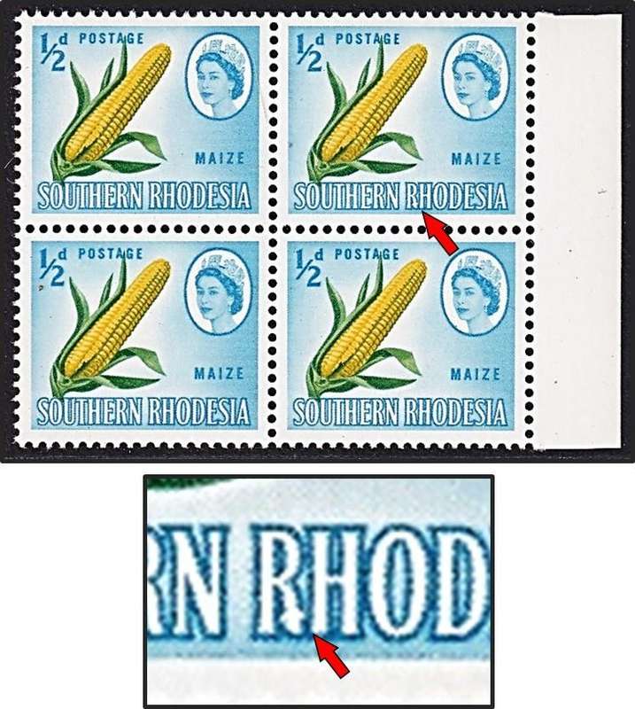 1964 Southern Rhodesia ½d UMM(**) Listed RSC.608b - "Blob in R in Rhodesia"