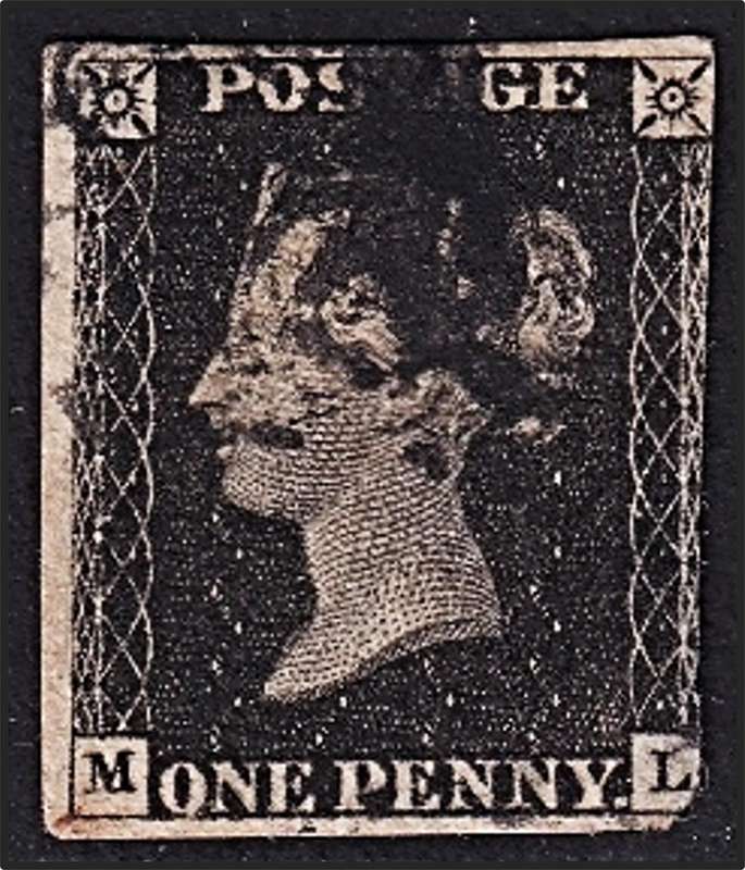 1840 GB Penny Black Used (Thinned) - Great Space Filler!