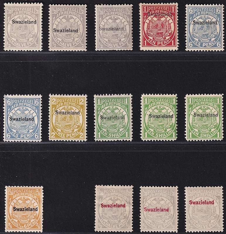 1889 Swaziland Mint - TVL overprinted SWAZILAND Lot