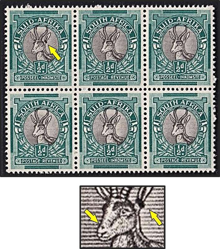 1950 Union  ½d MM/UMM CC.103a UHB Listed Variety - Tick on Ear & Spot on Nose @ R1,200+