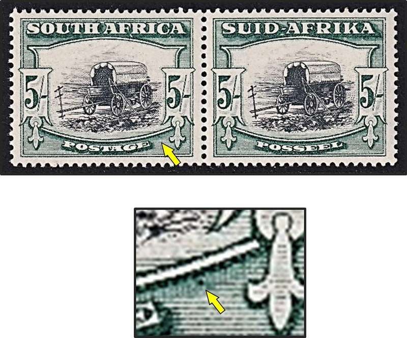 1944 Union 5/- LMM(*) CC.62b Variety - Green Mark outside Innner Frame @ R1,700+Var