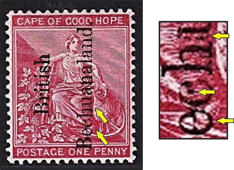 1891 British Bechuanaland CC.29 MM(*) Overprint Var - Closed "e", Dot in "c" & Line after "h"