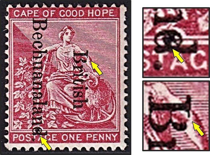 1891 British Bechuanaland CC.31 MM(*) Overprint Var - Blob in "d" & Broken "B"