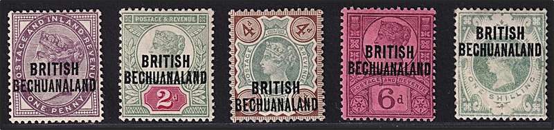 1891 British Bechuanaland Q.Victoria MM(*) Set of 5  @ CV  R1,150