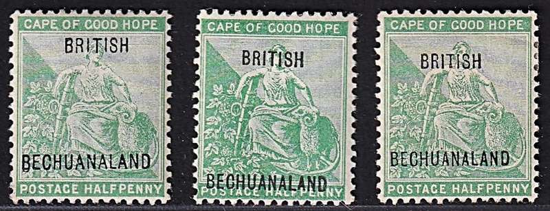 1897 British Bechuanaland CC.54/55/56 MM(*) - Different Overprint Spacing  @ R1,305