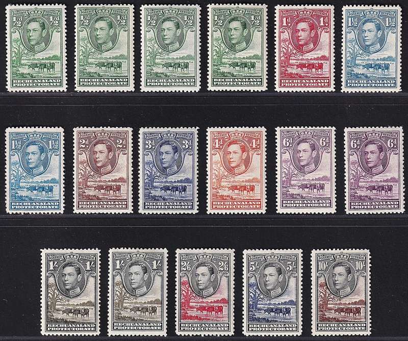 1938 Bechuanaland KGVI Full MM Set & Most Listed Varieties
