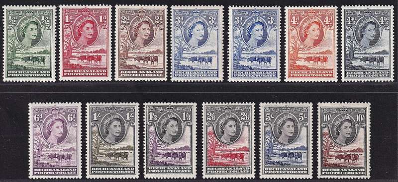 1955 Bechuanaland QEII Full MM(*) Set(CC.138/149)& CC.141a  @ CV  (R3,102)
