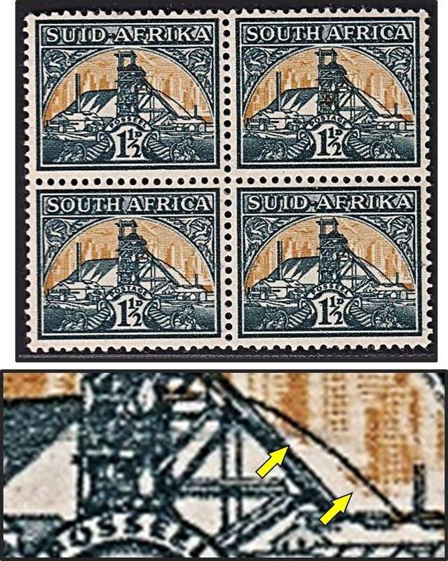 1941 Union 1½d MM(*) Block with Gold Shift into Mine Dumps - Scarce!