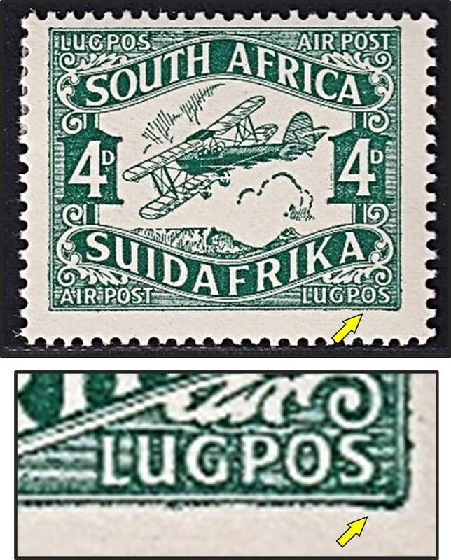 1929 Union 4d MM(*) Airmail Variety - Frame Retouch under LUGPOS