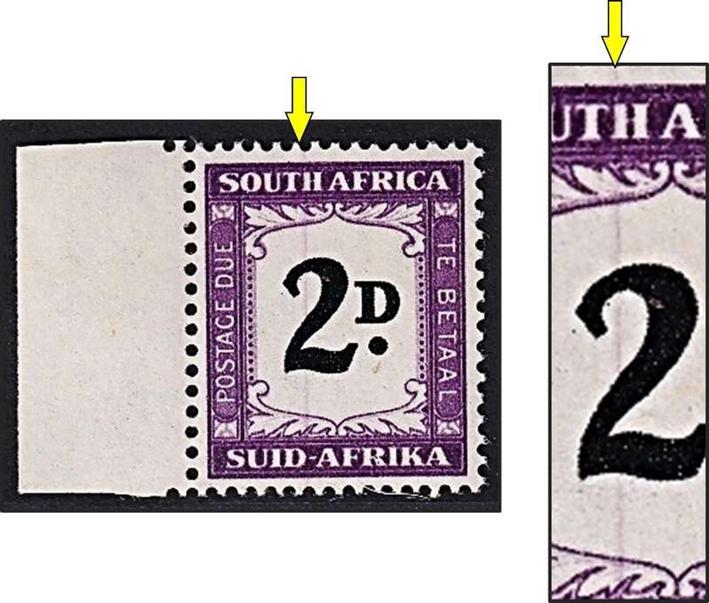 1950 Union 2d UMM(**) Postage Due with Prominent Vertical Purple Line/DR Blade Flaw