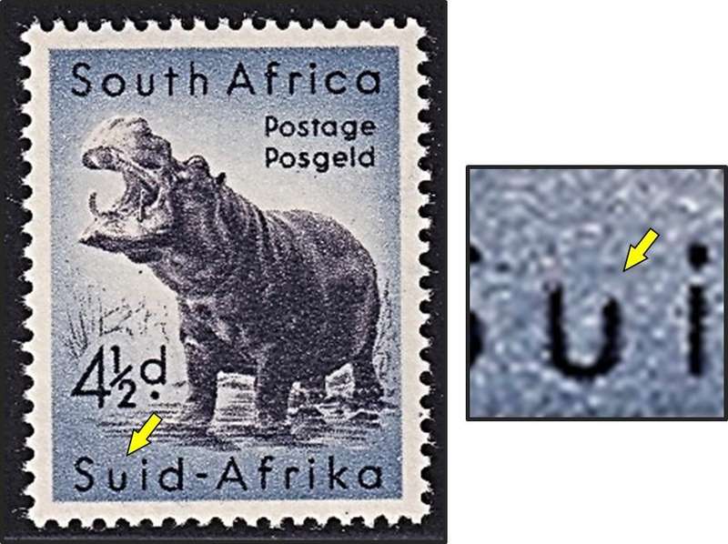 1954 Union 4½d UMM(**) UHB Var.1 - Shorter Right Limb of "U"