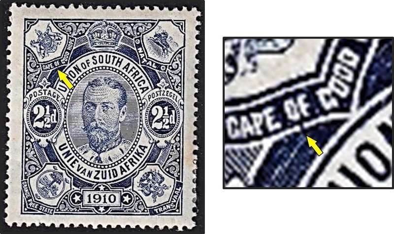 1910 Union 2½d UMM(**) Variety - Broken Frame Under "OF"