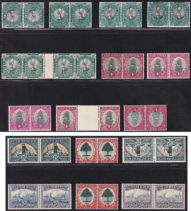 1933/48 Union Unscreened Hyphenated MM(*) Set & Most Varieties  @ CV  R5,420+