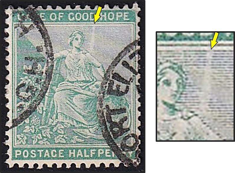 1896 CoGH ½d Green Used With Variety - Prominent Light Band of Shading - RARE!