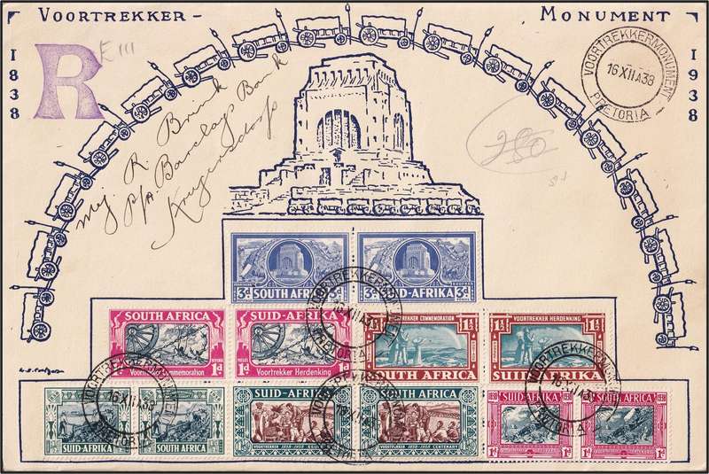3 x 1938 Union Voortrekker Covers - 2 Different Voortrekker Monument Cover & 1 Uncancelled