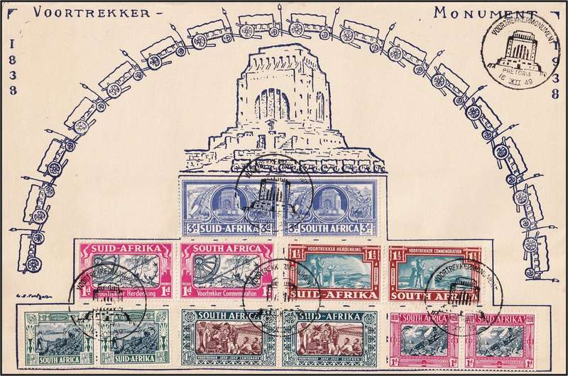3 x 1938 Union Voortrekker Covers - 2 Different Voortrekker Monument Cover & 1 Uncancelled