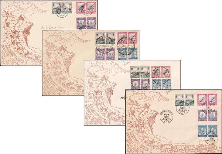 4 x Union Voortrekker Covers, Slagtersnek, Cape Town & 1949 Dated Cover