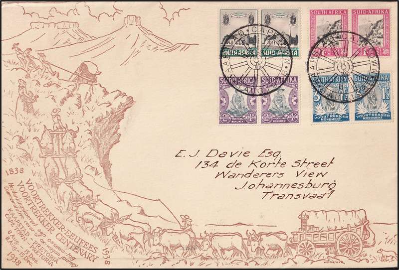 4 x Union Voortrekker Covers, Slagtersnek, Cape Town & 1949 Dated Cover