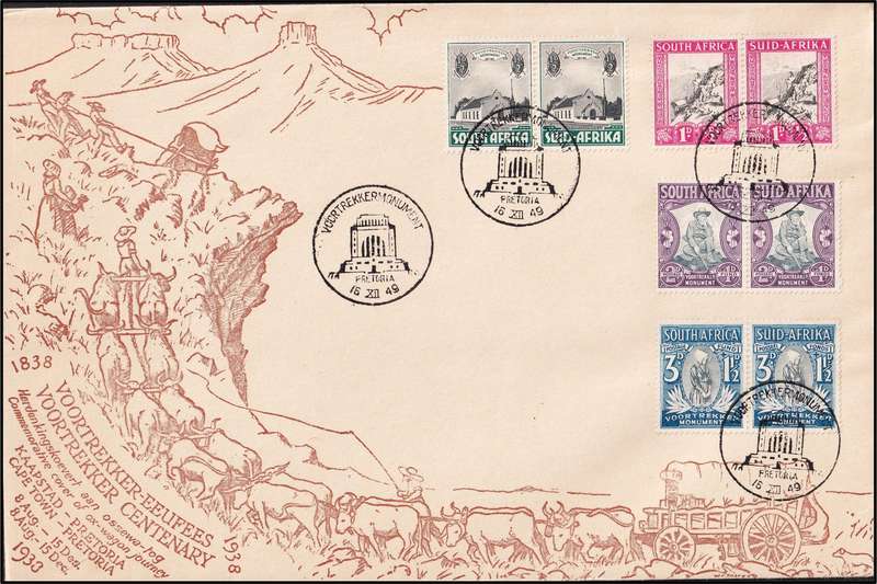 4 x Union Voortrekker Covers, Slagtersnek, Cape Town & 1949 Dated Cover