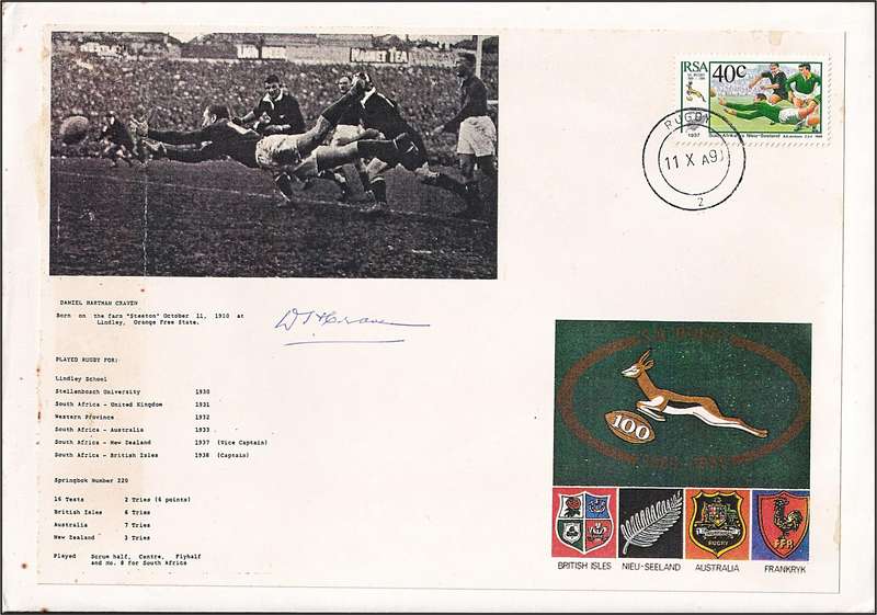 1991 RSA Springbok Covers(Toned) - Both Signed by DR DANIE CRAVEN