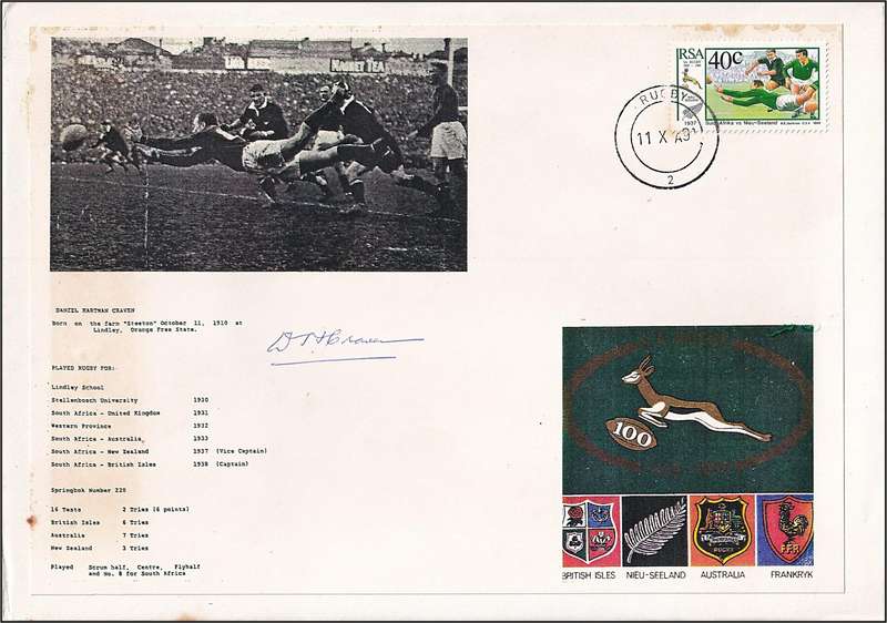 1991 RSA Springbok Covers(Toned) - Both Signed by DR DANIE CRAVEN