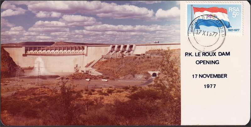 1977 RSA Card - Opening of the P.K. Le Roux Dam - Scarce