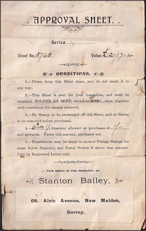 Approval Sheet (Stanton & Bailey, Surry) with Some Early Commonwealth Issues