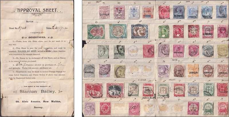 Approval Sheet (Stanton & Bailey, Surry) with Some Early Commonwealth Issues