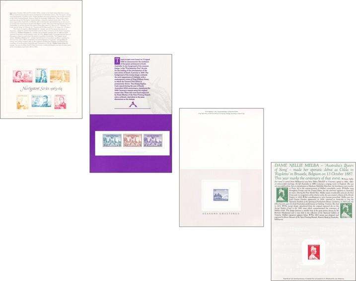 1985-1988 Australian Philatelic Federation Collectable Facsimile Sheets x 4