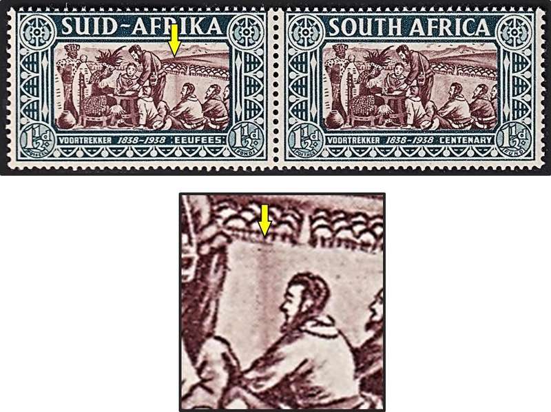 1938 Union 1½d Voortrekker UMM(**) Variety - Brown "Smoke Column " infront of Sitting Boer
