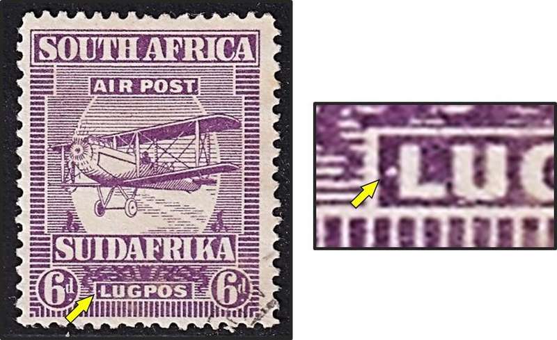 1925 Union 6d VFU UHB Var.1 - Stop infront of "LUGPOS" - Scarce as Used