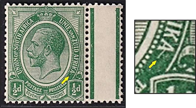 1913 Union ½d UMM(**) King's Head Variety - Tail on "A" - RARE!