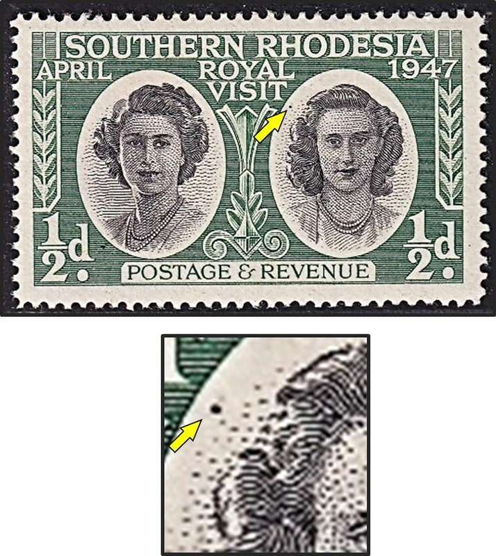 1947 Southern Rhodesia ½d MM(*) - Dark Dot  Top Left in Oval