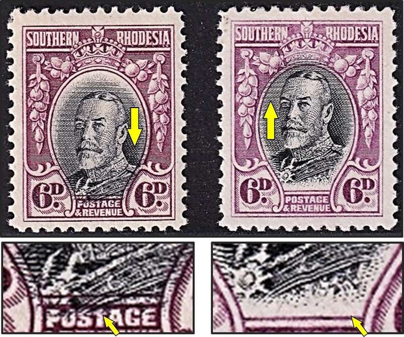 1931 Southern Rhodesia MM(*) 6d CC.21, Perf.12 Var - Vignette to Top & Bottom